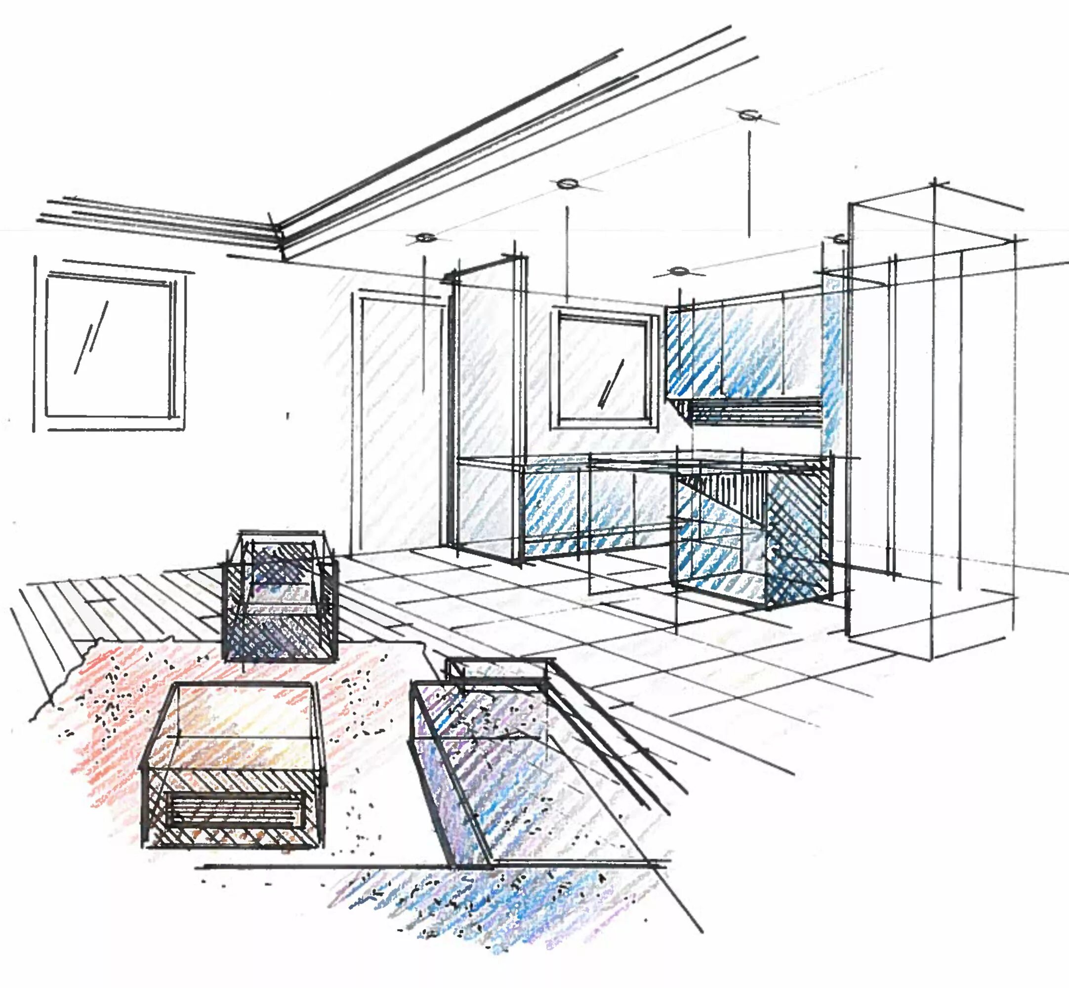 Drawing a Room Using One-Point Perspective Perspective room, Perspective drawing