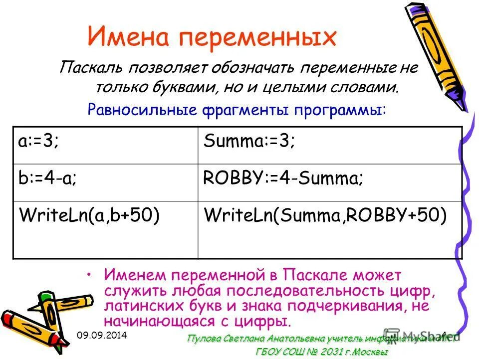Какая последовательность символов в языке паскаль