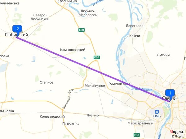 Омский сколько километров