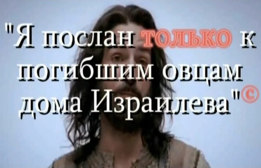 Я пришел к овцам дома израилева. Я послан только к погибшим овцам дома израилева. я пришёл только к погибшим овцам дома израилева. «послан только к погибшим овцам дома израилева» (мф. 15:24)..