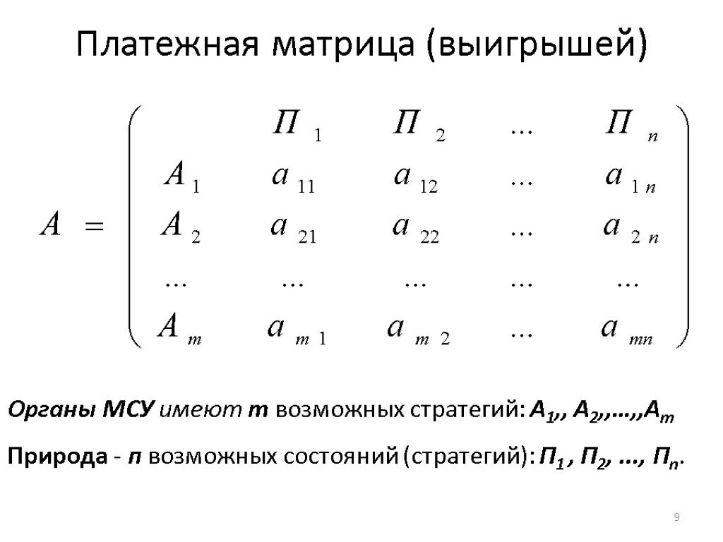 Элементы составляющие матрицу. Теория игр матрица выигрышей. Платежная матрица. Матрица решений платежная матрица. Элементы платежной матрицы.