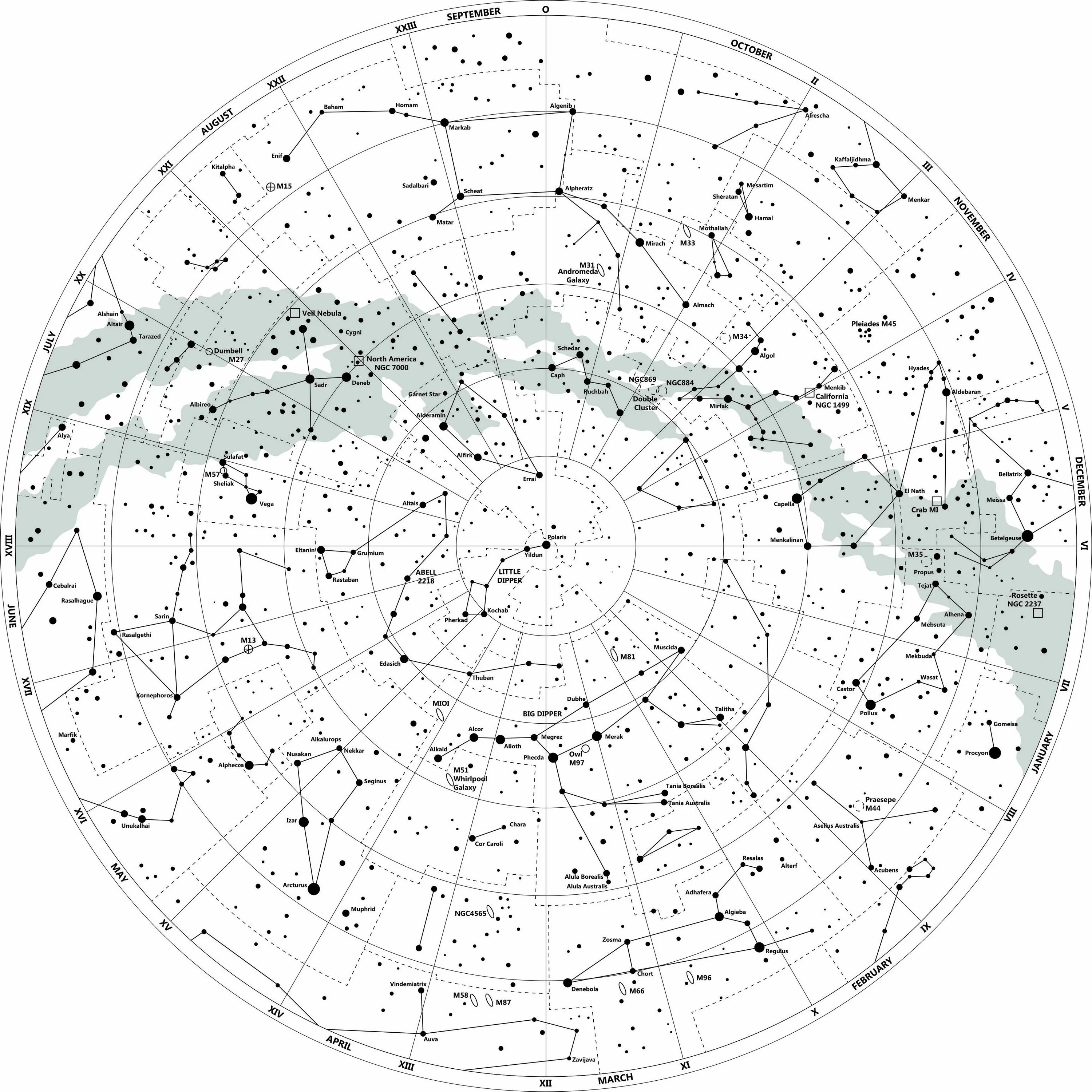 Карта на 31 10. Подвижная карта звездного неба ПКЗН. Карта звездного неба Северного полушария для астрономии. Подвижная карта звездного неба Северного полушария. Звездная карта Северного полушария для астрономии.