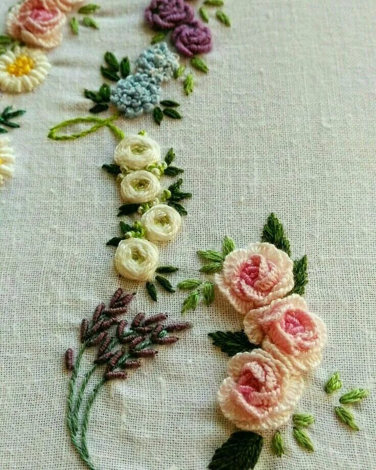 Техника вышивки цветов. Техника вышивки рококо. Микровышивка рококо. Объемная вышивка. Вышитые объемные цветы.