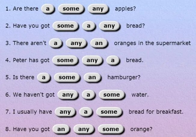 Упражнения any some a an 5. Some any упражнения. Some any упражнения 3 класс. Some any упражнения 4 класс. Some a an упражнения.