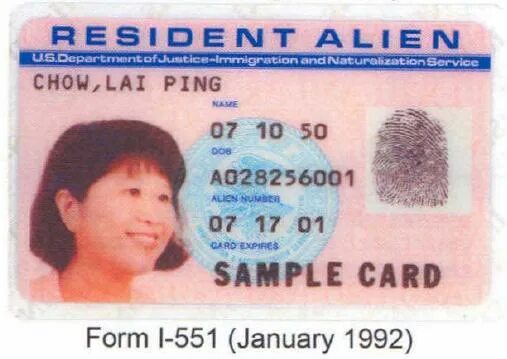 Грин карта Китая. I-551 Green Card. Alien Registration Card США. Alien Registration Green Card.