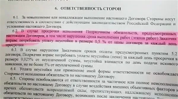 Пени штрафы за нарушение договора