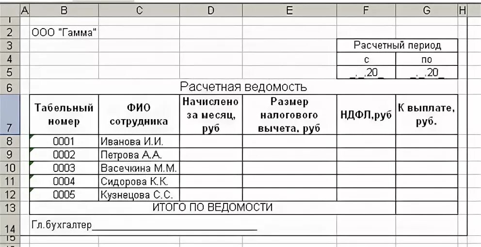 Табельный номер сотрудника