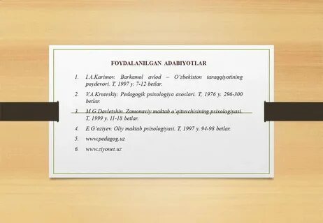 Adabiyotlar ro yxati