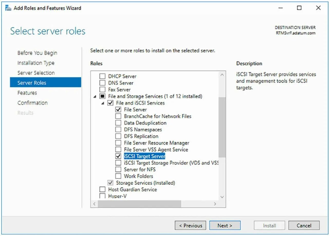 Iscsi windows server. Установка системы на раздел icsi. установка системы на раздел iscsi. add features. portmyth feature.