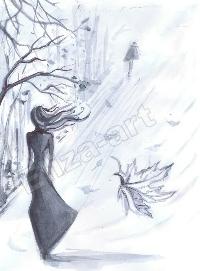 Рисунок к стихотворению разлука. Левушка зима рисуннок. Девушка зима рисунок. Рисунки карандашом расставание. Холодный иллюстрация.