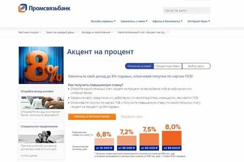 Промсвязьбанк накопительные счета физических лиц