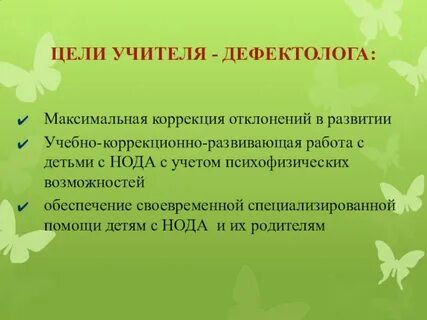 Деятельность учителя дефектолога