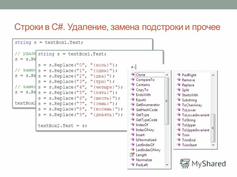 Работа со строками. Подстрока в строке. Работа со строками в си. Тестирование строки поиска. Какой метод используется для замены подстроки.
