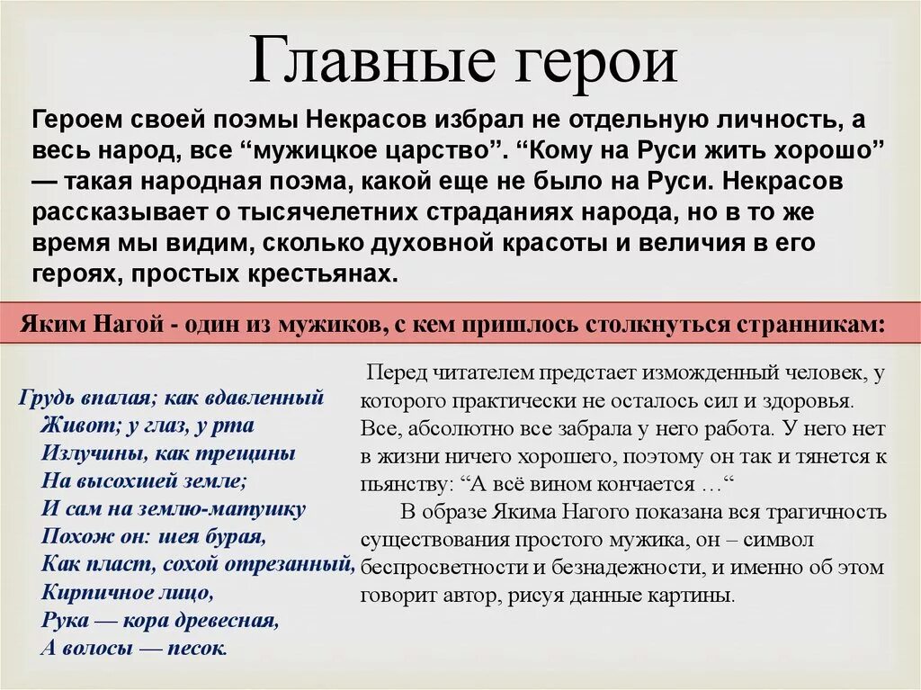 Кому на руси жить стихи. Кому на Руси жить хорошо герои. Главные герои поэмы кому на Руси жить хорошо. Кому НАМРУСИ жить хорошо.