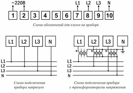 Обозначение клемм