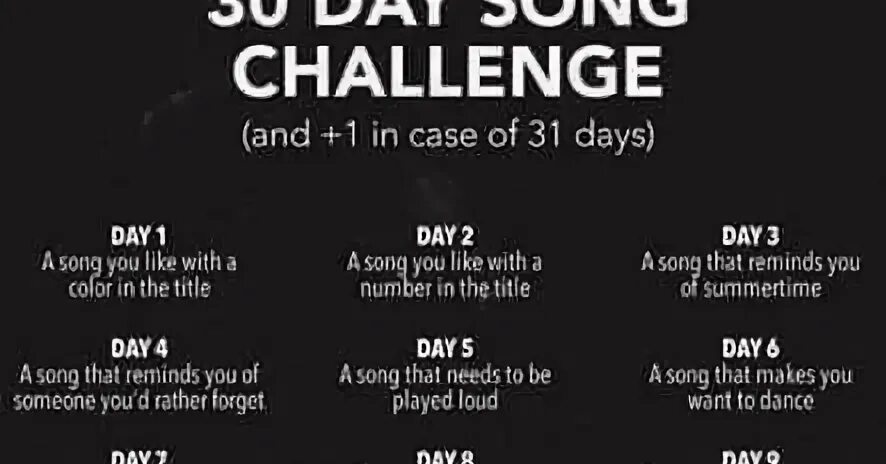 Find the 1 song on the day. Челлендж песни 30 дней. 30 day song challenge на русском. challenge перевод на русский.