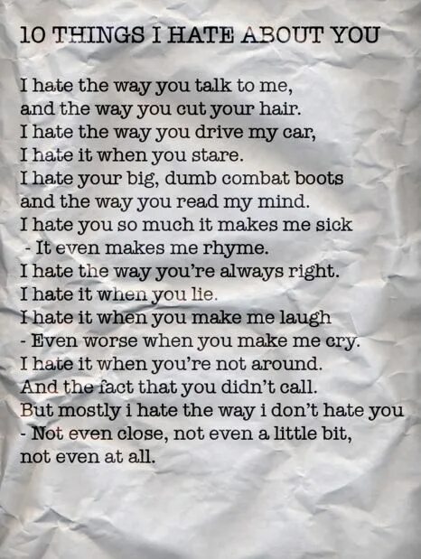 Why i hate. 10 Things i hate about you poem. I hate текст. Ten things i hate about you. 10 Things i hate about you i hate you.