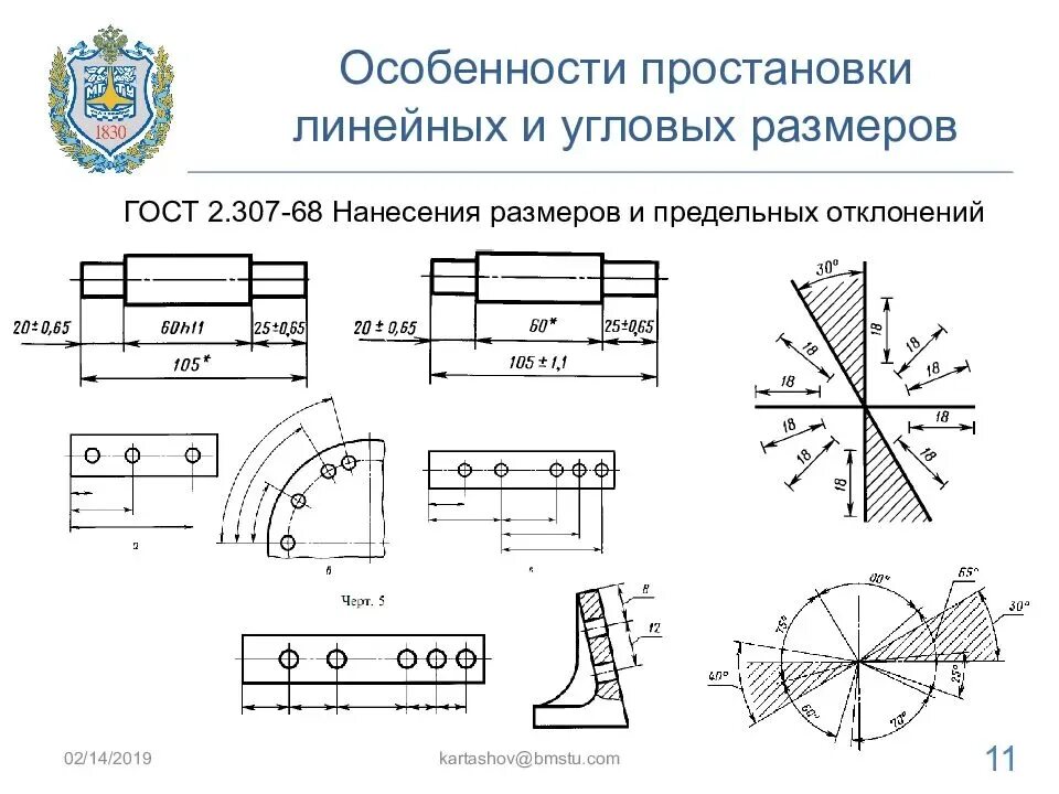 Максимальный размер гост. Простановка угловых размеров ГОСТ. Простановка линейных и угловых размеров. Размер угла на чертеже ГОСТ. ГОСТ 2.307-68 нанесение размеров.