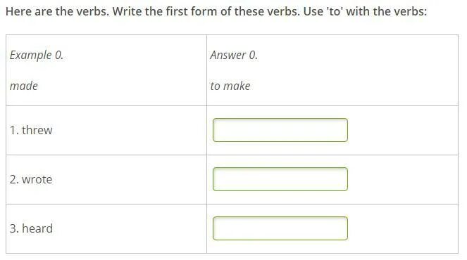 Write these verbs. Write the forms of the verbs сделать. write формы. here are the verbs. write the first form of these verbs. use &#039;to&#039; with the verbs:. here are the verbs write the first form.