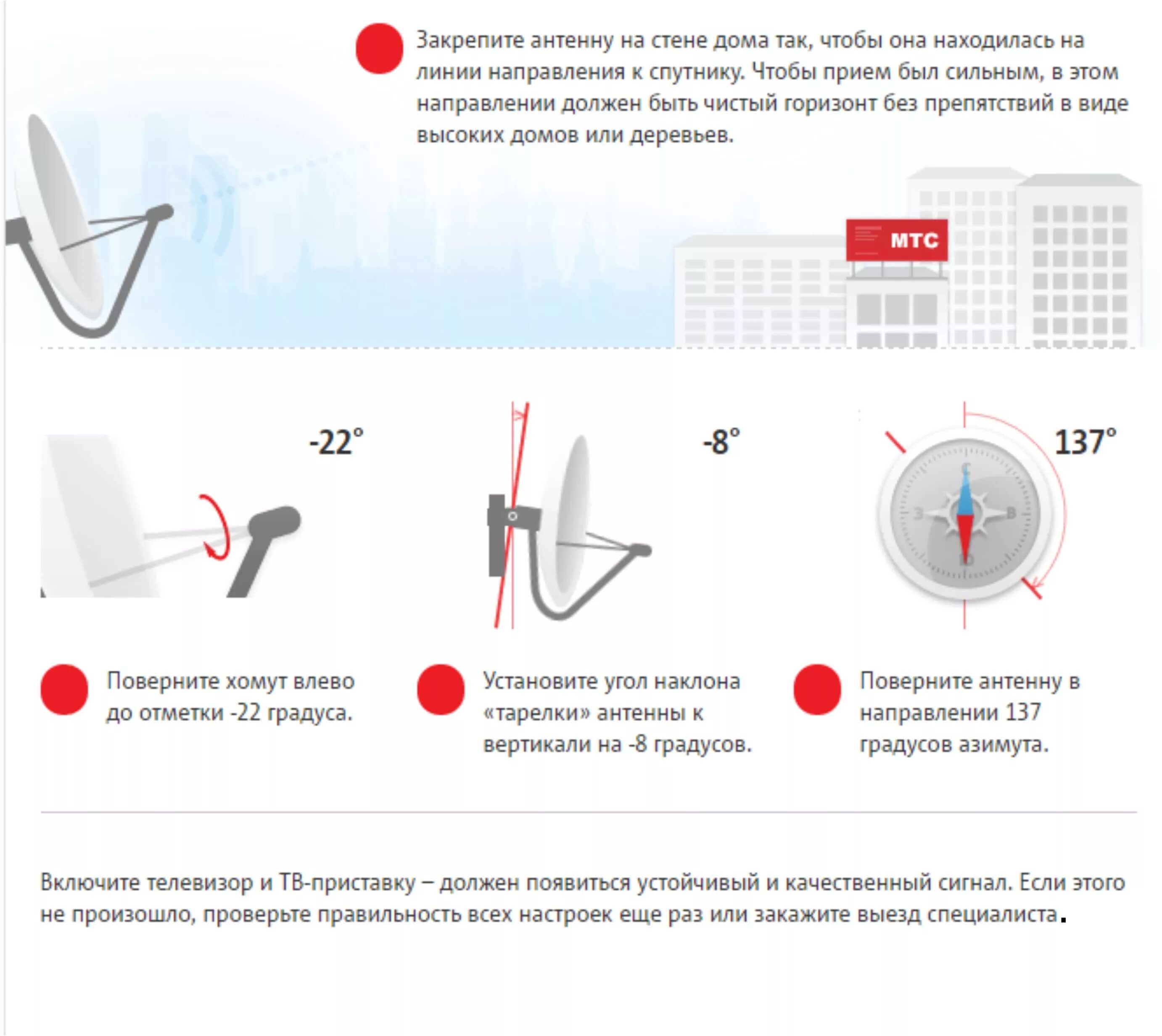 Мтс настройки телевидения. Параметры установки тарелки МТС. Как правильно отрегулировать спутниковую антенну. Как настроить тарелку МТС ТВ. Схема сборки спутниковой тарелки МТС.