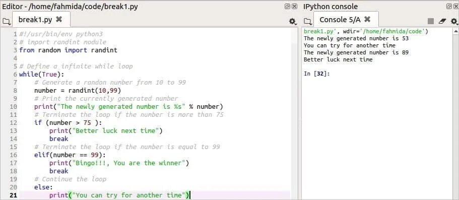 Случайное значение питон. Брейк в питоне. команда break в python. операторы break и continue python. как сделать бесконечный цикл в питоне.
