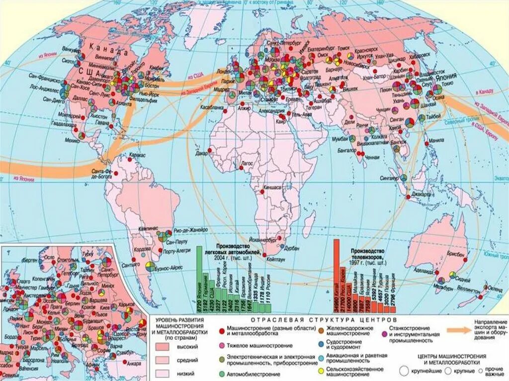 Мировые центры промышленности. Основные центры машиностроения в мире на карте.