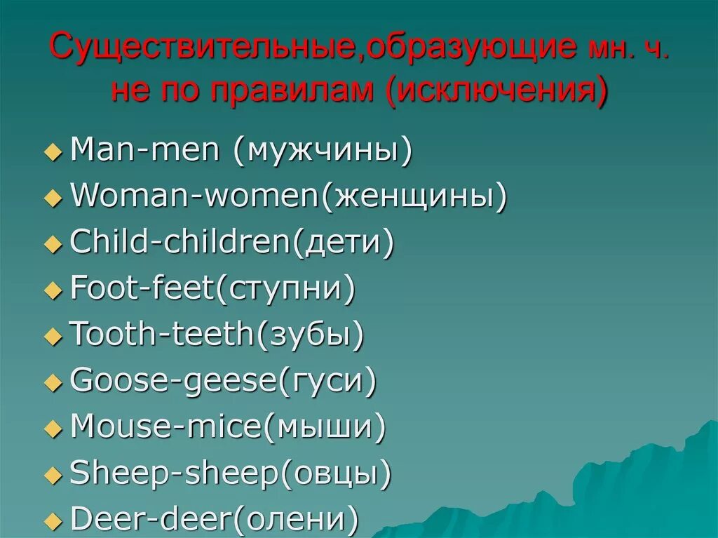 Слова исключения существительные множественного числа. Исключения man men. Сущ man исключение. Овцы во множественном числе на английском. Sheep множественное число.