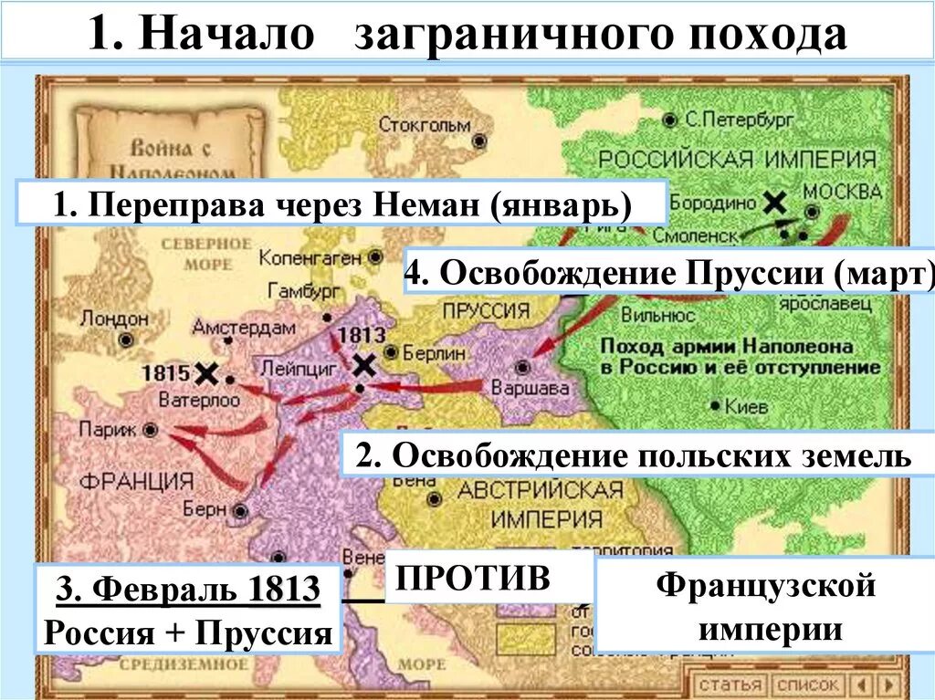 Карта заграничных походов. России в 1813 1825 в заграничных походов. Заграничные походы русской армии 1813-1814. Заграничный поход 1813 кратко. Заграничный поход 1813 карта.