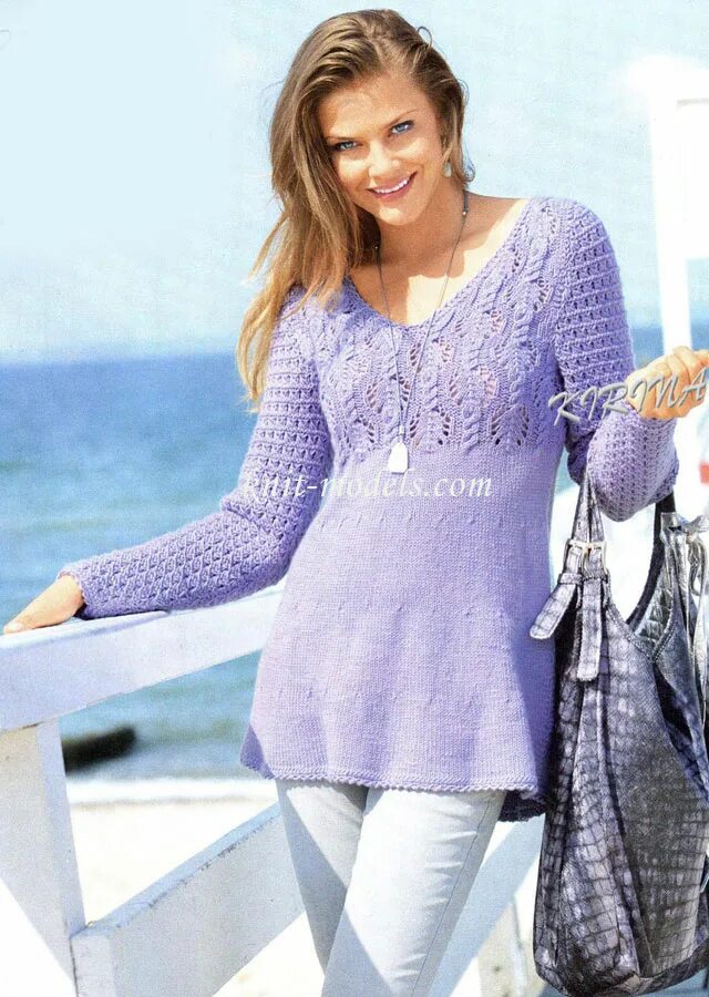 джемпер ампир. женская мода 1812 года. очень красивые вещи спицами для женщин. туника ампир. туника спицами с завышенной талией.