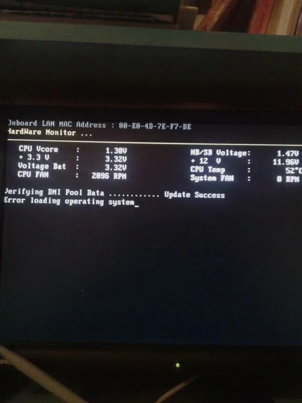 A1386 c 2.352 error loading pbag. Verifying DMI Pool. Error loading operating System. Error loading operating System что это значит. Verifying DMI Pool data и дальше не грузит.