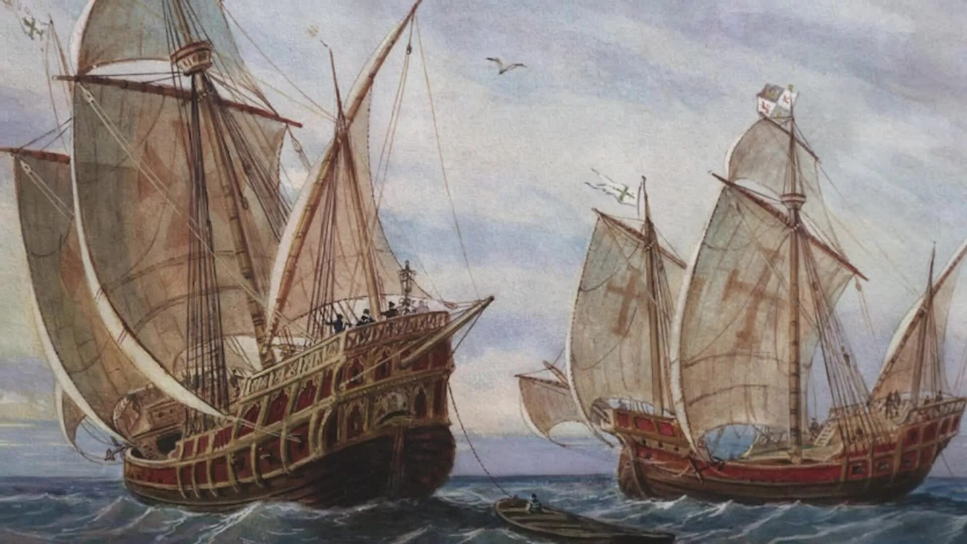 Географические открытия возрождения. Европейский корабль эпохи великих географических открытий. Каракка судно эпохи великих открытий. Корабли Колумба в первом плавании.