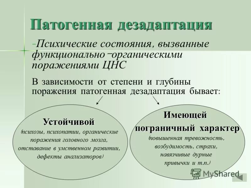 Состояние социально психологической дезадаптации. Состояние социально психологической дезадаптации