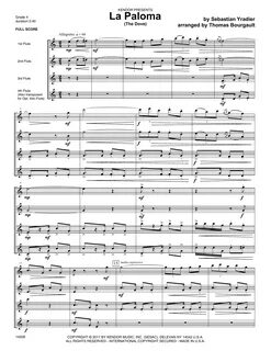 La Paloma (The Dove) - Full Score Sheet Music Thomas Bourgault.