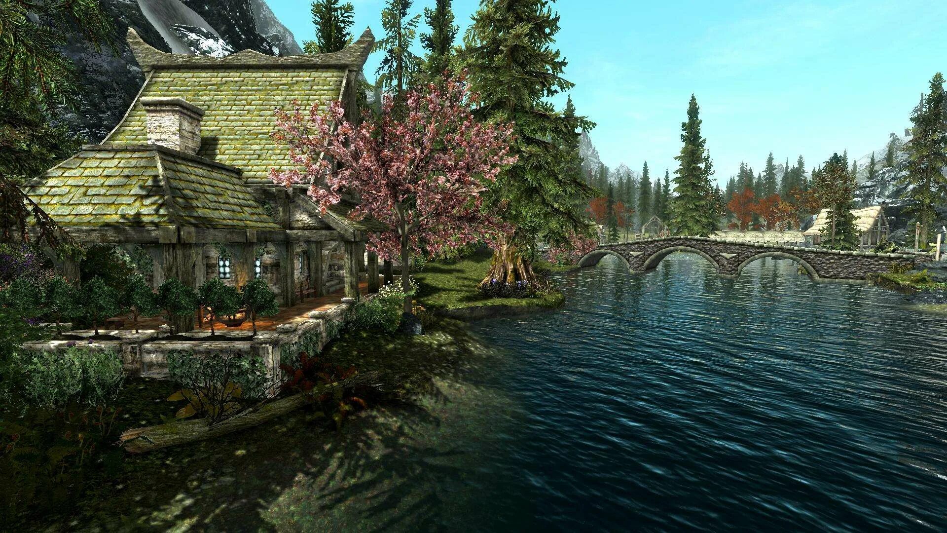 Skyrim солитьюд. Скайрим красивые локации. Замок ривервуд скайрим. Поместье озерное фолкрит. Skyrim моды на дома.