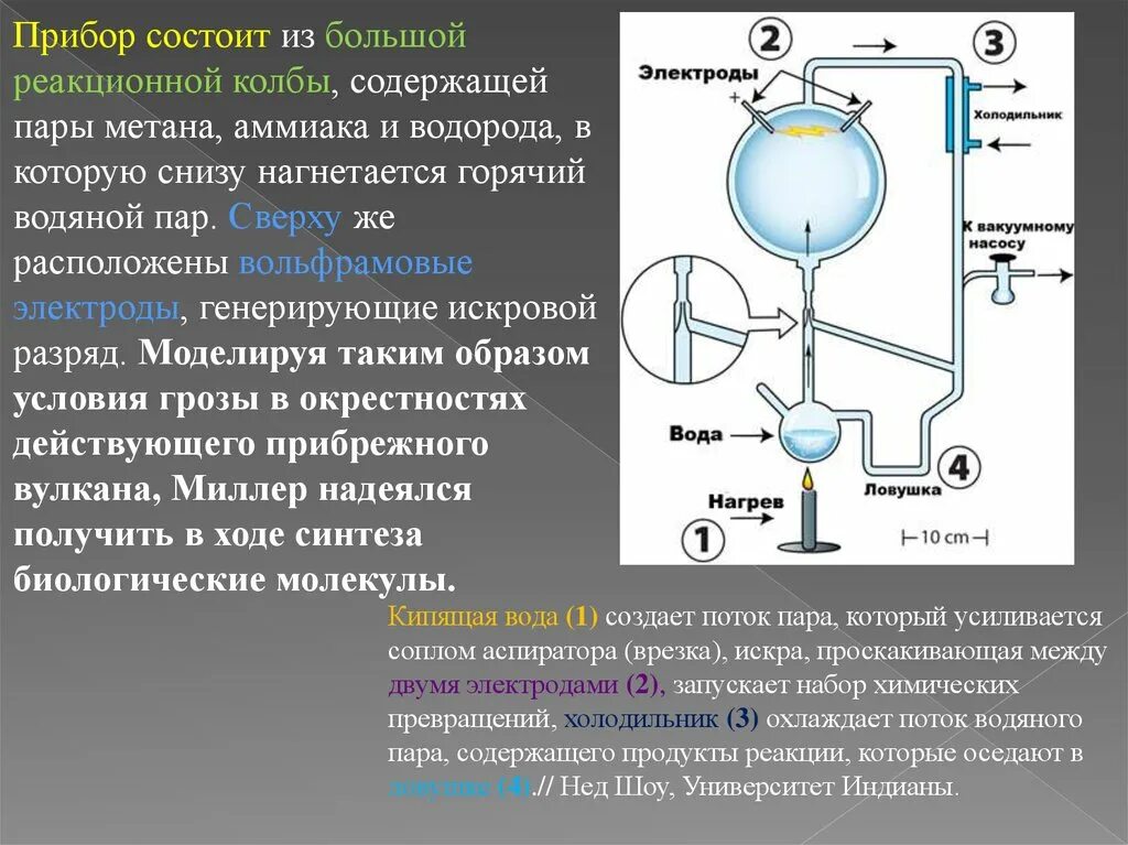 Прибор состоит из. Метан и аммиак. Теория биохимической эволюции. Биохимическая Эволюция Опарина.