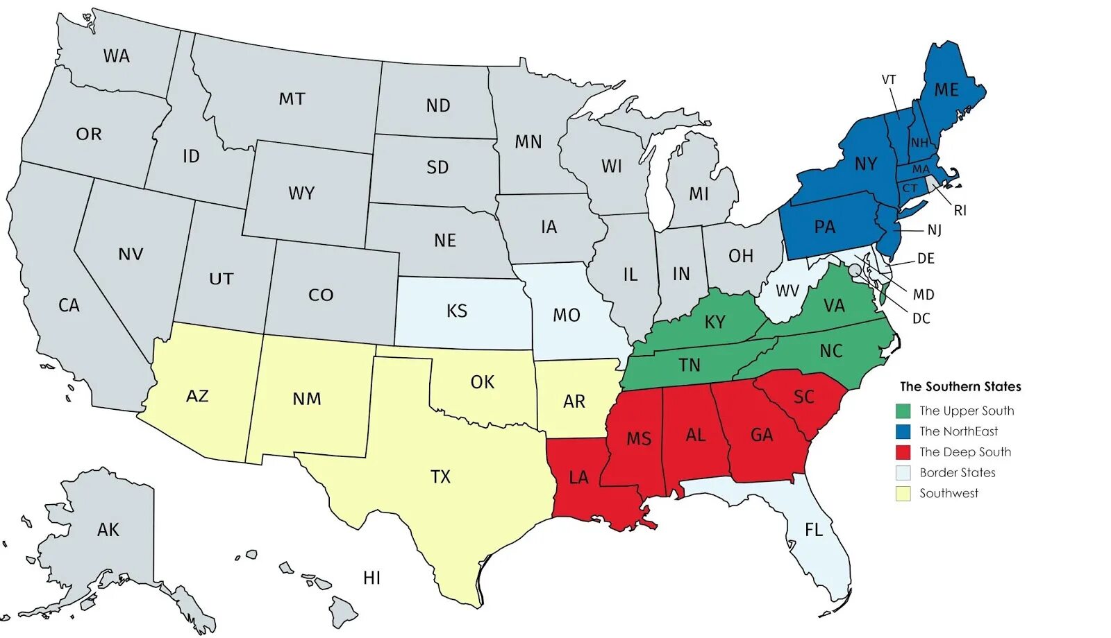 On the South or in the South как правильно. Upper South. Southern States gf.