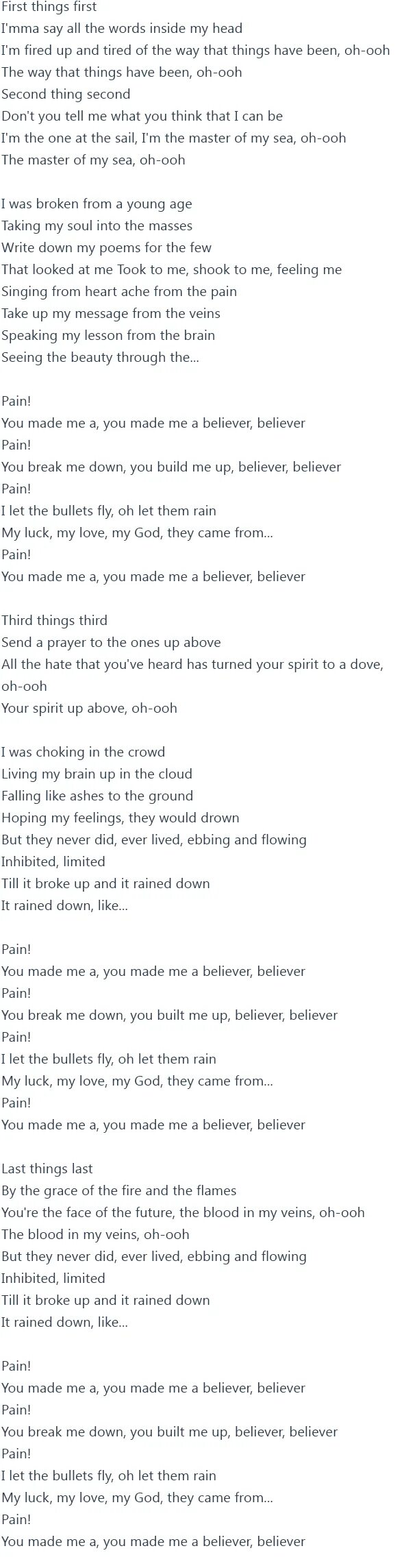 Believer текст. Слова песни Believer. Песня Believer текст песни. Песня Believer imagine Dragons текст. Песни английские беливер