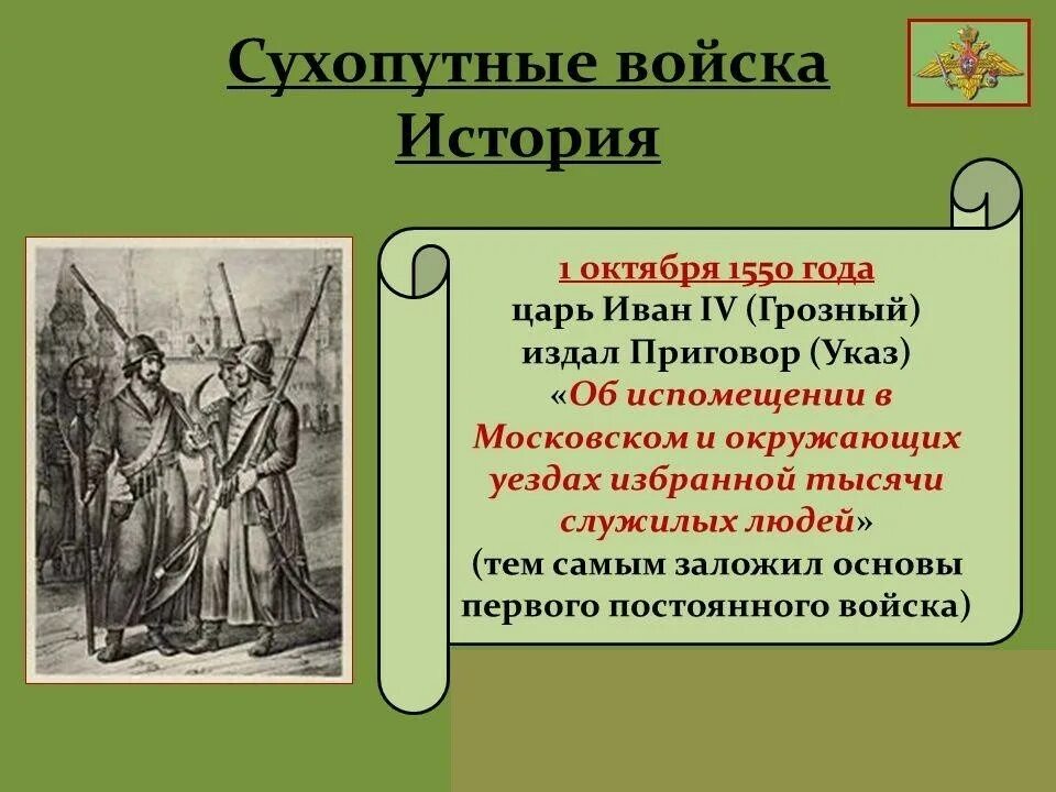 Основания русской истории. Сухопутные войска 1550. 1 Октября 1550 года. Избранная тысяча Ивана Грозного. Сухопутные войска история.