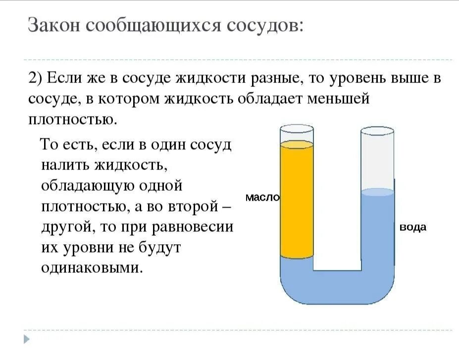 U образный сосуд. Сообщающиеся сосуды с разными жидкостями. Сосуд с жидкостью. Сосуд с водой.