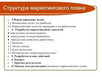 Разработка маркетингового плана