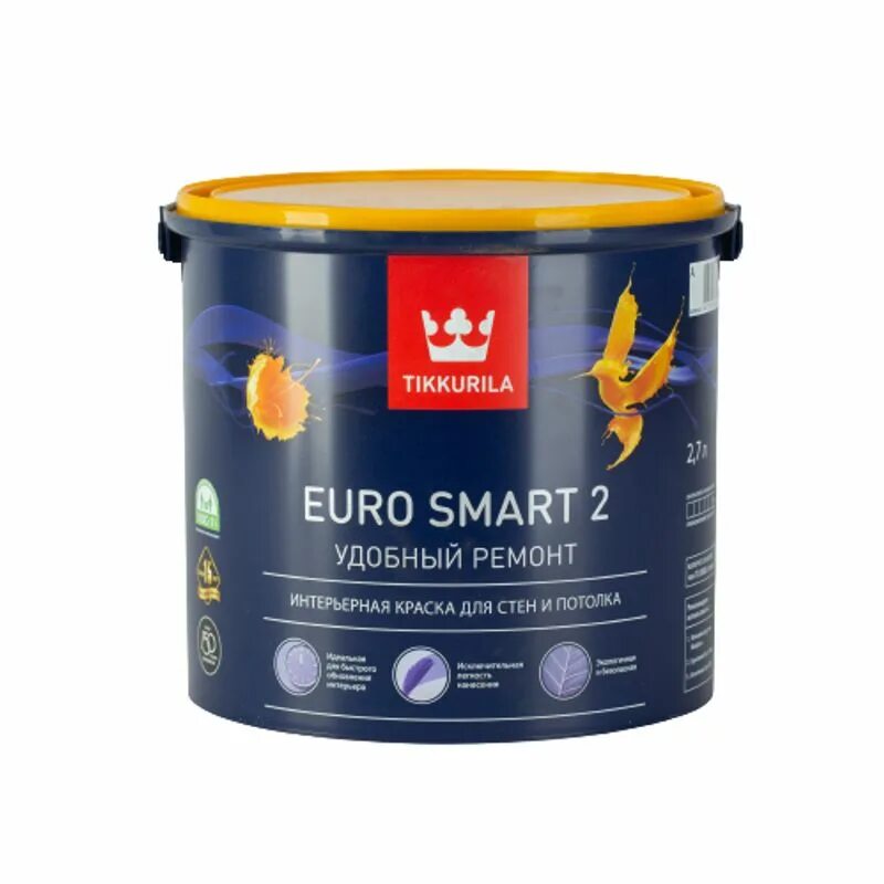 Евро 7 купить. Краска Tikkurila Euro Smart-2. Tikkurila Euro Power 7 2,7 л. Краска "Euro Smart-2" 9л "Тиккурила". Краска водно-дисперсионная интерьерная Tikkurila Euro Smart 2.