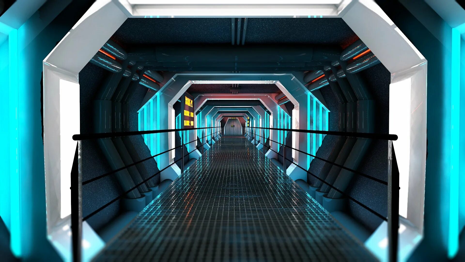 Sci Fi тоннель. Футуристический тоннель. Коридор будущего. Кибер туннель