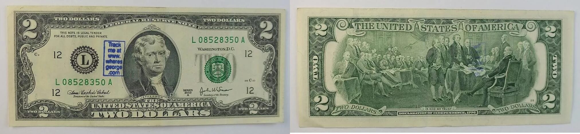 Размер долларовой купюры. Купюра 2 доллара США. Банкнота 2 доллара 2003. Доллар США банкнота 2 доллара.