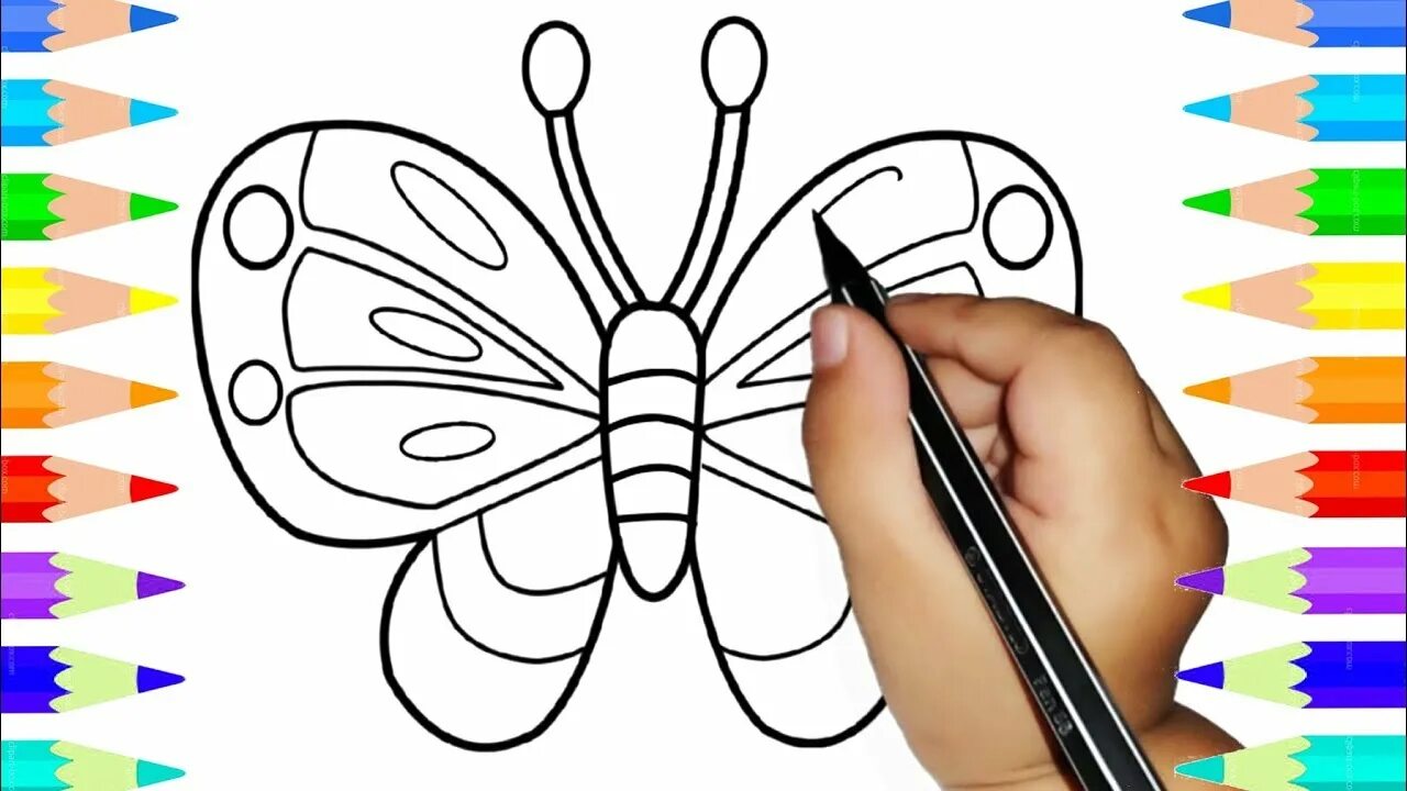 Draw it рисовать. Бабочка рисунок карандашом для детей лёгкий. draw for kids. pictures for drawing раскраска. бабочка под лупой рисунок.