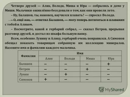 Текст 5 друзей