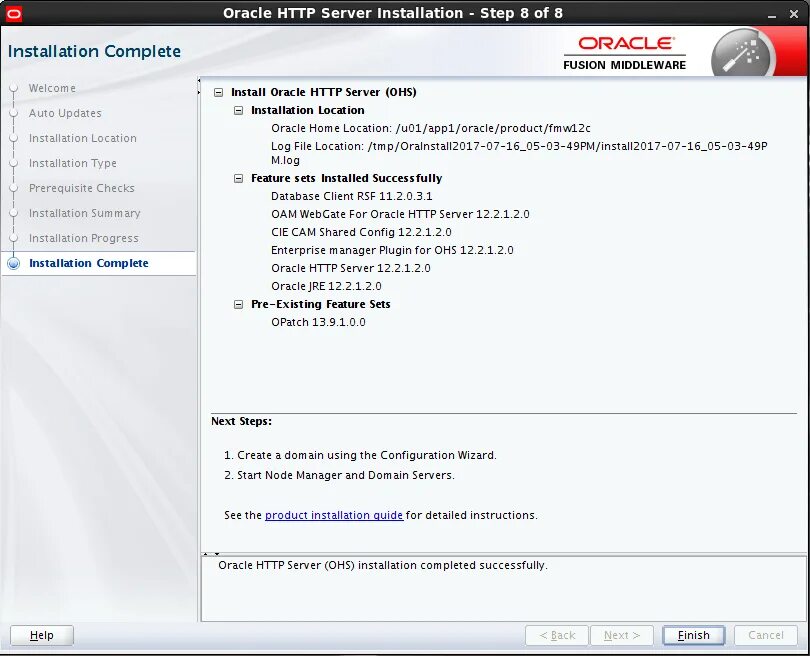 Install log file