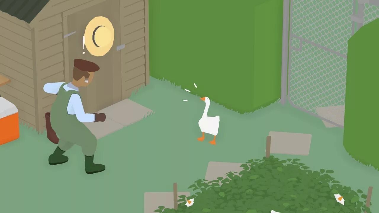 Untitled goose как заставить садовника надеть шляпу. Игра untitled goose. untitled goose game гусь. симулятор гуся. игра с гусем и садовником.