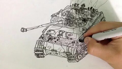 Как нарисовать танк фломастерами