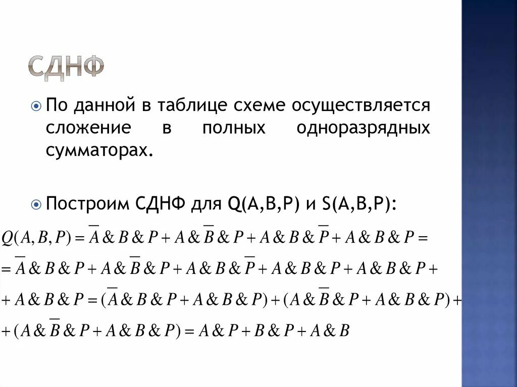 Составить днф. Сднф. скнф и сднф. совершенная дизъюнктивная нормальная форма.