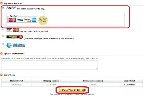 Оплата paypal